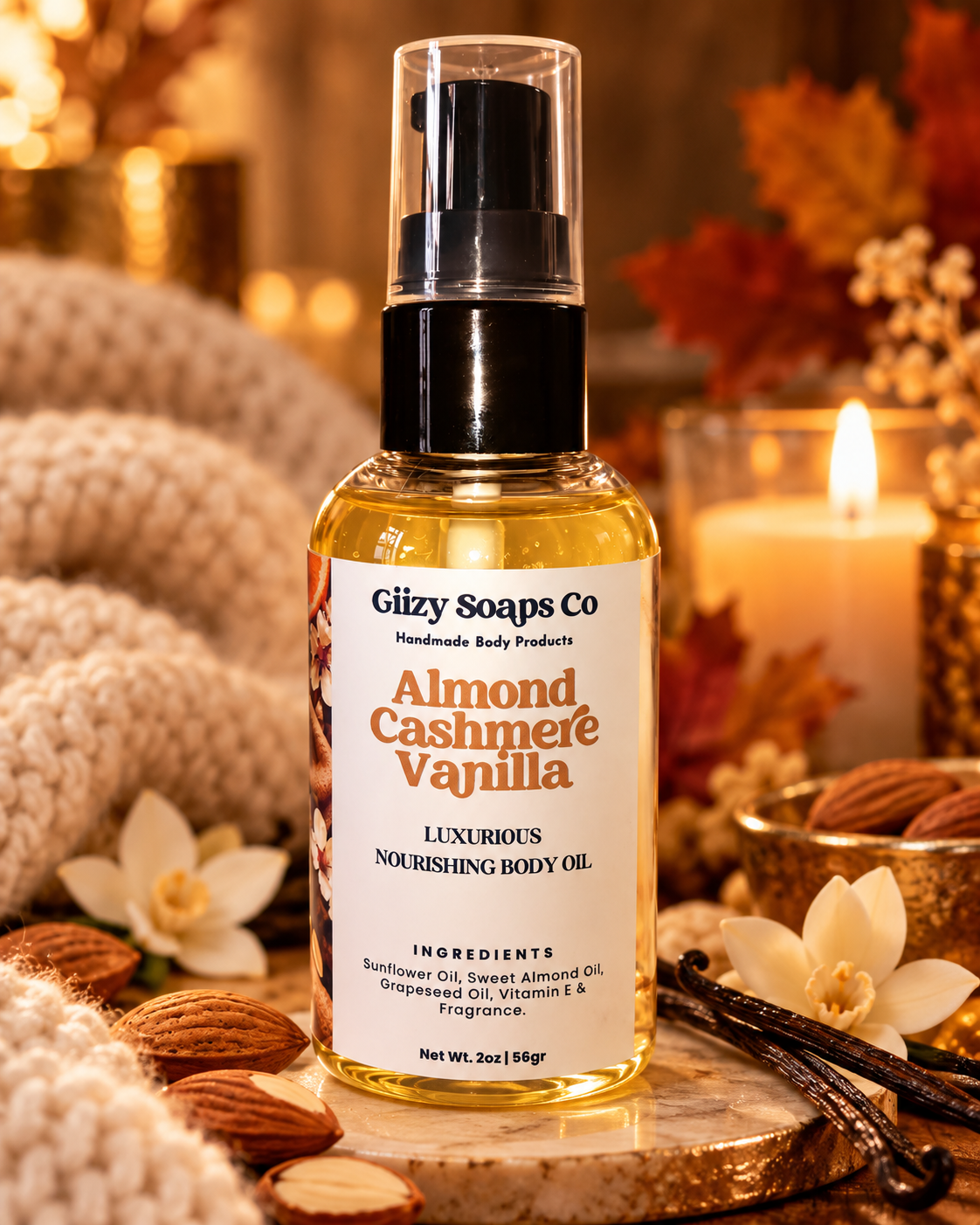 Aceite Corporal Lux de Almendra, Cashmere y Vainilla. 🍂🤎