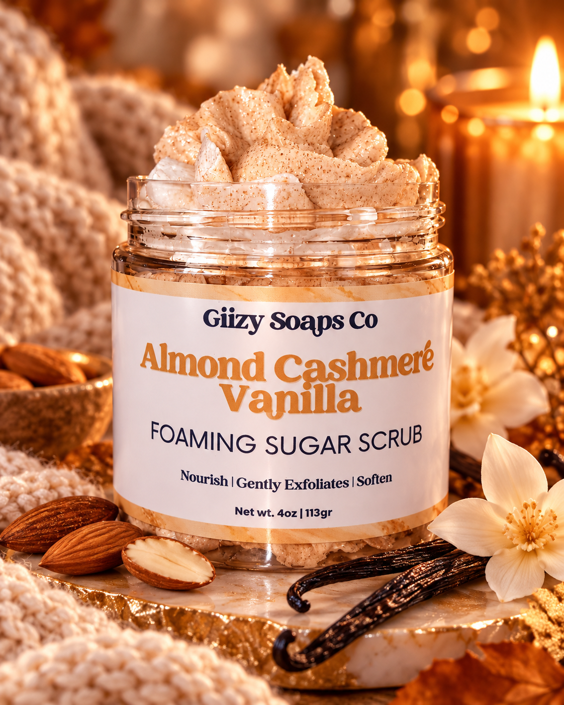 Almond Cashmere Vanilla Foaming Scrub 🍂🤎