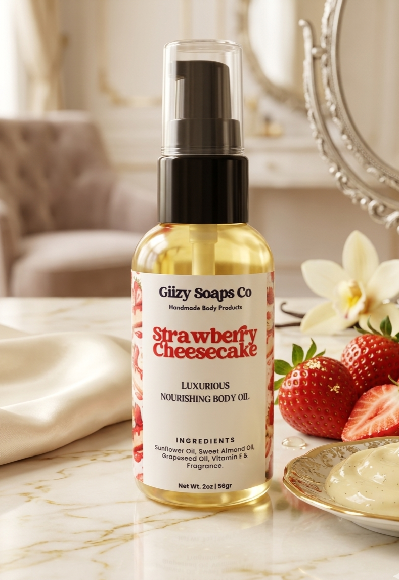 Aceite Corporal de Fresas y Cheesecake