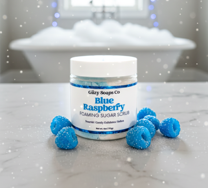 Blue Raspberry Soaps Blue Raspberry Foaming Scrub – Giizy Soaps Co